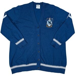 Harry Potter Ravenclaw Cardigan Sweater Blue Crest Button Front Adult 2